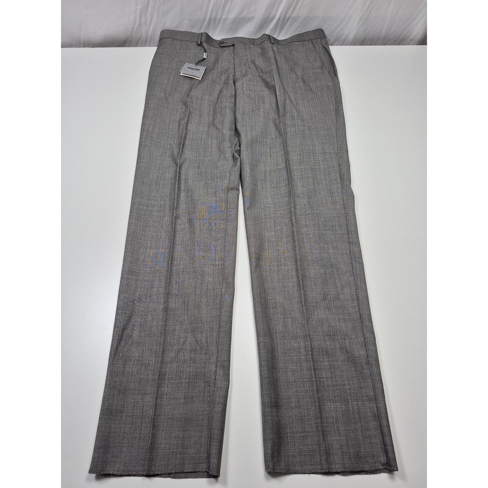Rossetti Dress Pants Mens 44x36 Gray Wool Flat Front Straight Unhemmed NWT